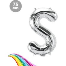 S - Harfi Folyo Balon Gümüş (75  cm )