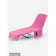 %100 Pamuk Şezlong Havlusu Fuşya 60x180 cm - Hızlı Kuruyan Plaj ve Havuz Havlusu