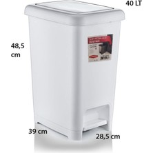40 Lt Slim Pedallı Çöp Kovası Beyaz