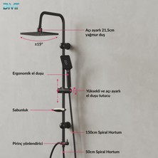 🚿Neptune Mat Siyah Yağmurlama Robot Duş Seti