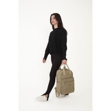 Srg Unisex Suya Dayanıklı Krinkıl Kumaş Çok Gözlü Bej Laptop Okul ve Seyahat Sırt Çantası