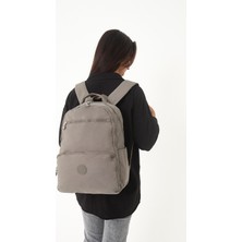 Srg Suya Dayanıklı Orta Boy Krinkıl Kumaş Çok Gözlü Vizon Laptop Okul ve Seyahat Sırt Çantası