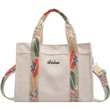 Kadın Günlük Vintage Omuz Çantası Tote Çanta - Beyaz (Yurt Dışından)