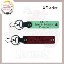 Yeşil-Bordo, Motorcu Dostlara Özel, Isim Plaka ve 0 Rh (-) Yazılı Güvenli Sürüş 2'li Anahtarlık Set