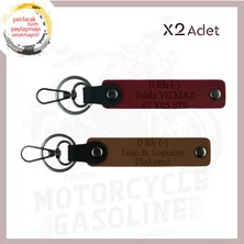 A. Kahve-Bordo, Motosiklet Tutkunlarına, Isim Plaka ve 0 (-) Kan Grubu Yazılı, 2'li Anahtarlık Takım