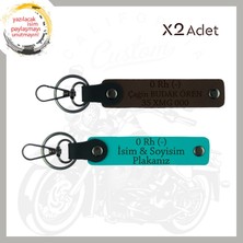 K. Turkuaz-K. Kahve, Motor Tutkunlarına Özel Isim Plaka ve 0 - Kan Grubu Yazılı Özel 2'li Anahtarlık