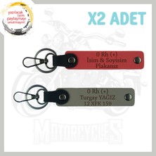 Nar Çiçeği-Kül Gri, Hız Aşıkları Için Özel, Isim Plaka ve 0 Rh (+) Kan Grubu Yazılı 2'li Anahtarlık