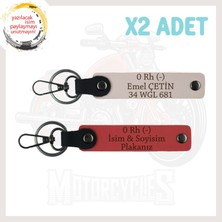 Nar Çiçeği-Pudra, Motor Tutkunlarına Özel Isim Plaka ve 0 Rh (-) Yazılı Özel Üretim 2'li Anahtarlık