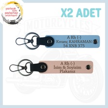 Yavruağzı-Kahve, Hız Aşıklarına Özel Isim Plaka ve A (-) Kan Grubu Yazılı Hediyelik 2'li Anahtarlık