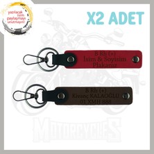 Kırmızı-K Kahve, Hız Severlere Özel, Isim Plaka ve B Rh (+) Kan Grubu Yazılı 2'li Anahtarlık, Hediye