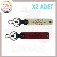 S. Kahve-Bordo, Hız Tutkunlarına Özel, Isim Plaka ve 0 Rh (+) Kan Grubu Yazılı Deri 2'li Anahtarlık