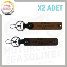 A. Kahve-K. Kahve, Motor Severe, Isim Plaka ve B (-) Kan Grubu Yazılı Anlamlı Hediye 2'li Anahtarlık