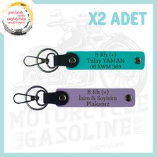 Mor Menekşe-Koyu Turkuaz, Motosiklete Özel, Isim Plaka ve B Rh (+) Kan Grubu, Acil Durum Anahtarlığı