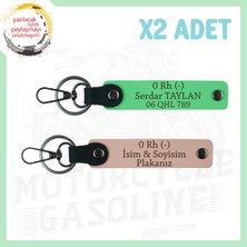 Yavruağzı-F Yeşil, Motor Severlere, Isim Plaka ve 0 Rh (-) Kan Grubu, Özel Tasarım 2'li Anahtarlık
