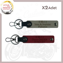 Kül Gri-Bordo, Hız Tutkununa, Isim Plaka ve 0 Rh (-) Kan Grubu Yazılı 2'li Anahtarlık Seti Armağanı