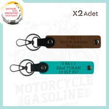 Açık Kahve-K. Turkuaz, Hız Tutkununa Isim, Plaka, 0 (-) Kan Grubu Yazılı Kişiye Özel 2'li Anahtarlık