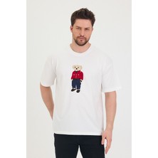 Bisiklet Yaka Oversize Ayıcık Baskılı Salaş Unisex T-Shirt