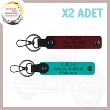 Koyu Turkuaz-Bordo, Motorculara, Isim Plaka ve 0 Rh (+) Kan Grubu Yazılı Güvenli Sürüş Anahtarlığı