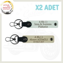Beyaz-Sütlü Kahve, Motosikletçiye Isim Plaka ve A Rh (-) Kan Grubu Yazılı Acil Durum Anahtarlığı Set