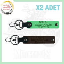 K. Kahve-F Yeşil, Hız Severlere Isim Plaka ve B Rh (-) Kan Grubu Yazılı Özel Üretim 2'li Anahtarlık