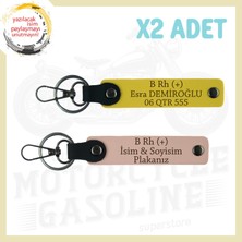 Yavruağzı-Sarı, Motorcu Dostlara, Isim Plaka ve B Rh (+) Yazılı Kişiselleştirilebilir X2 Anahtarlık