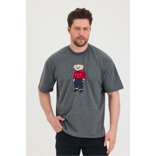 Bisiklet Yaka Oversize Ayıcık Baskılı Salaş Unisex T-Shirt