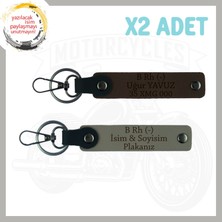 Kül Gri-K Kahve, Şöförler Için Isim Plaka ve B Rh (-) Kan Grubu Yazılı Kişiselleşmiş 2'li Anahtarlık