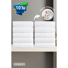 10'lu Beyaz El Havlusu - 50x90 Cm, 225 Gr, %100 Pamuk, Spa Ve Otel Havlusu, Günlük Kullanıma Uygun