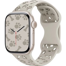 MobaxAksesuar Apple Watch 10/11 42mm-38/40/41mm Kordon Kabartmalı Gonca Kiraz Silikon Kordon 2/3/4/5/6/se/7/8/9