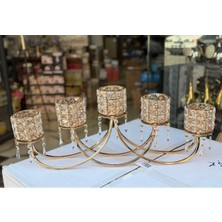Lüks Metal 5li Şamdan Mumluk Aksesuar