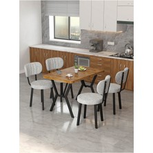 Azra 70 x 110 cm  Atlantik Mutfak Masası, Mutfak Masası Takımı, Yemek Masası, 4 Açık Gri Sandalye
