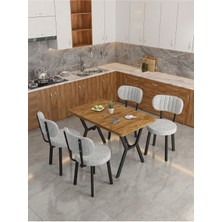 Azra 70 x 110 cm  Atlantik Mutfak Masası, Mutfak Masası Takımı, Yemek Masası, 4 Açık Gri Sandalye