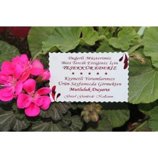 Teşekkür Kartı Fuşya Yaldızlı Özel Kesimli 100 Adet 5,1x8,1 Cm, Teşekkür Kartı