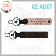 Yavruağzı-Kahve, Hız Aşıklarına Özel Isim Plaka ve B (-) Kan Grubu Yazılı Hediyelik 2'li Anahtarlık
