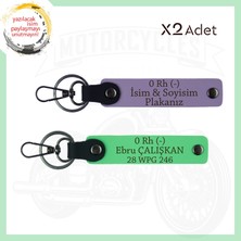 Mor Menekşe-F. Yeşil, Bikerlar Için Özel Isim Plaka 0 Rh (-) Kan Grubu Yazılı Hediye X2 Anahtarlık