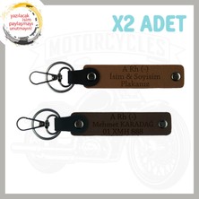 A. Kahve-K. Kahve, Motor Severe, Isim Plaka ve A (-) Kan Grubu Yazılı Anlamlı Hediye 2'li Anahtarlık