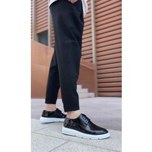 BA0003 Bağcıklı Klasik  Siyah Rugan Yüksek Taban Casual Erkek Ayakkabı