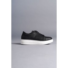 SLW151 Boost Bağcıklı Cilt Erkek Günlük Sneaker Ayakkabı Bt Siyah