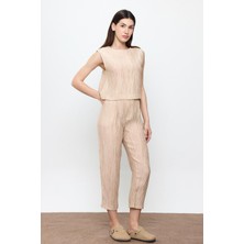 Bej Fitilli Havuç Pantolon