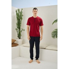 Kısa Kollu Pamuklu Mevsimlik Men Pijama Takımı