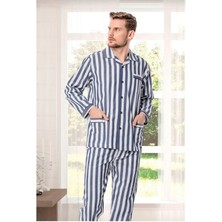 4007 Erkek Poplin Pijama Takımı-Gaffur Pijama Mavi