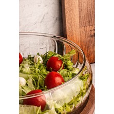 Luna ✨ Şık Desenli Cam Salata & Sunum Kasesi – Geniş Hacimli, Zarif Tasarım! 🥗🍝