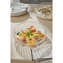 Luna ✨ Şık Desenli Cam Salata & Sunum Kasesi – Geniş Hacimli, Zarif Tasarım! 🥗🍝