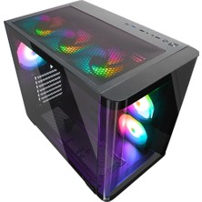 Rampage Loopy Plus Siyah 7*12CM Argb Fan 950W 80 Plus Standart Temperli Cam Kumandalı Atx Mid-T Gaming Oyuncu Kasası