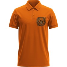 Erkek Slim Fit Dar Kesim Pamuklu Yumuşak Doku Nefes Alan Kumaş Simurg Baskı Polo Yaka Tişört