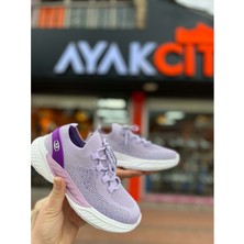 M.p Yazlık Ortopedik Taban Örgü Model Bağcıklı Günlük Sneaker - Mor - 38