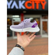 M.p Yazlık Ortopedik Taban Örgü Model Bağcıklı Günlük Sneaker - Mor - 38
