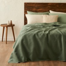 Bella Maison %100 Pamuk Feel Çift Kişilik Waffle Pike Haki 200x220 cm Düz Desenli Yumuşak