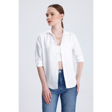 Sienza | Kadın Oversize Basic Gömlek - Rahat Kalıp, Düğmeli Uzun Kollu Günlük Gömlek
