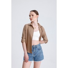 Sienza | Kadın Oversize Basic Gömlek - Rahat Kalıp, Düğmeli Uzun Kollu Günlük Gömlek